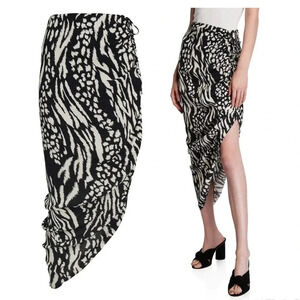 NWT Veronica Beard Ari Ikat Animal-Print Silk Blend High-Low Skirt